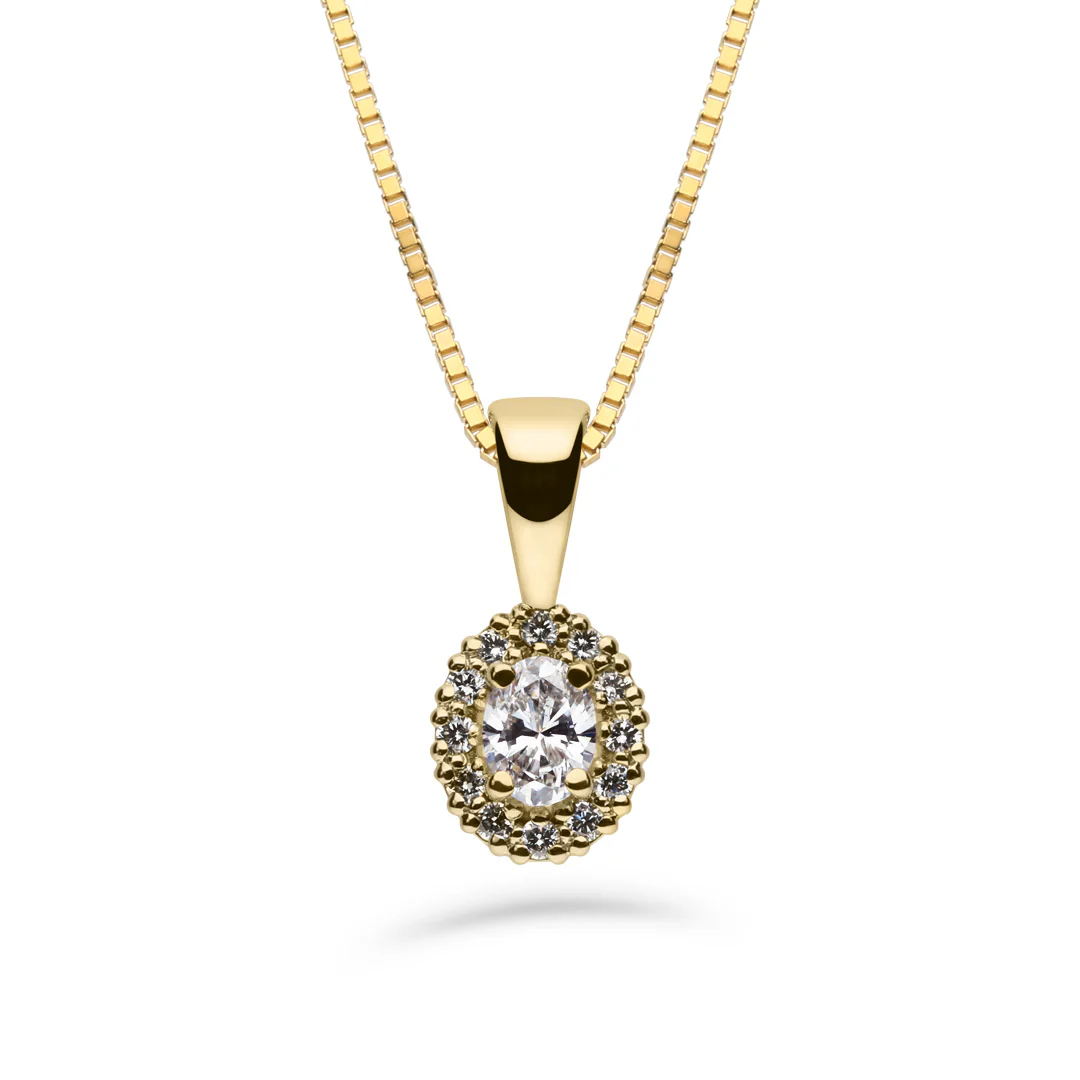 Silván Rosalie Ovaali timanttiriipus 0,26ct, keltakultaa, Silván timanttikorut