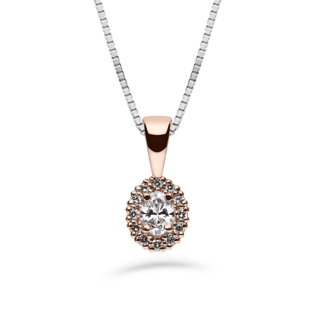 Silván Rosalie Ovaali timanttiriipus 0,26ct, rosekultaa, Silván timanttikorut