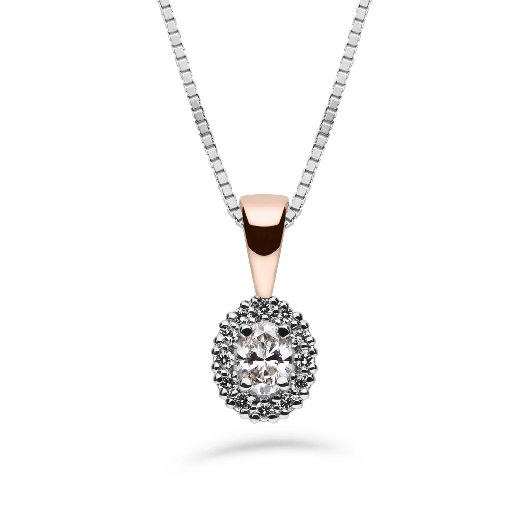 Silván Rosalie Ovaali timanttiriipus 0,26ct, valko- ja rosekultaa, Silván timanttikorut