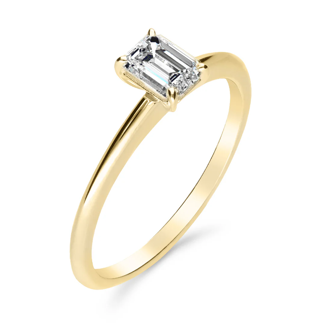 Silván Solitaire Emerald timanttisormus 0,50ct, keltakultaa, Silván vihkisormukset - Image 2