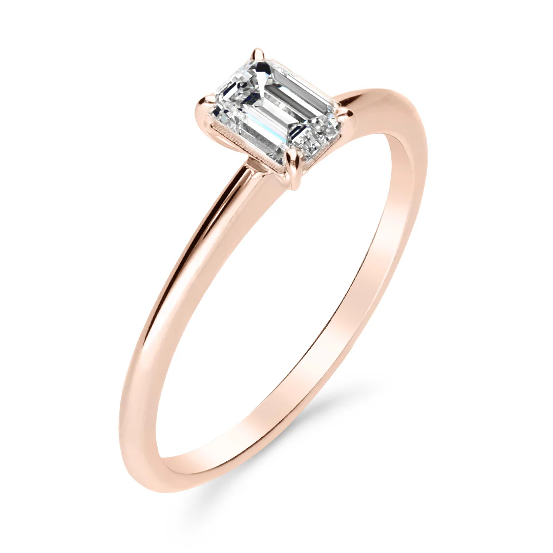 Silván Solitaire Emerald timanttisormus 0,50ct, rosekultaa, Silván vihkisormukset - Image 2