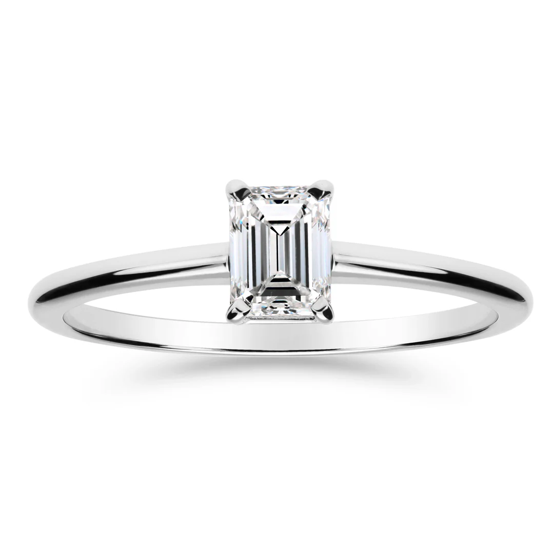 Silván Solitaire Emerald timanttisormus 0,50ct, valkokultaa, Silván vihkisormukset