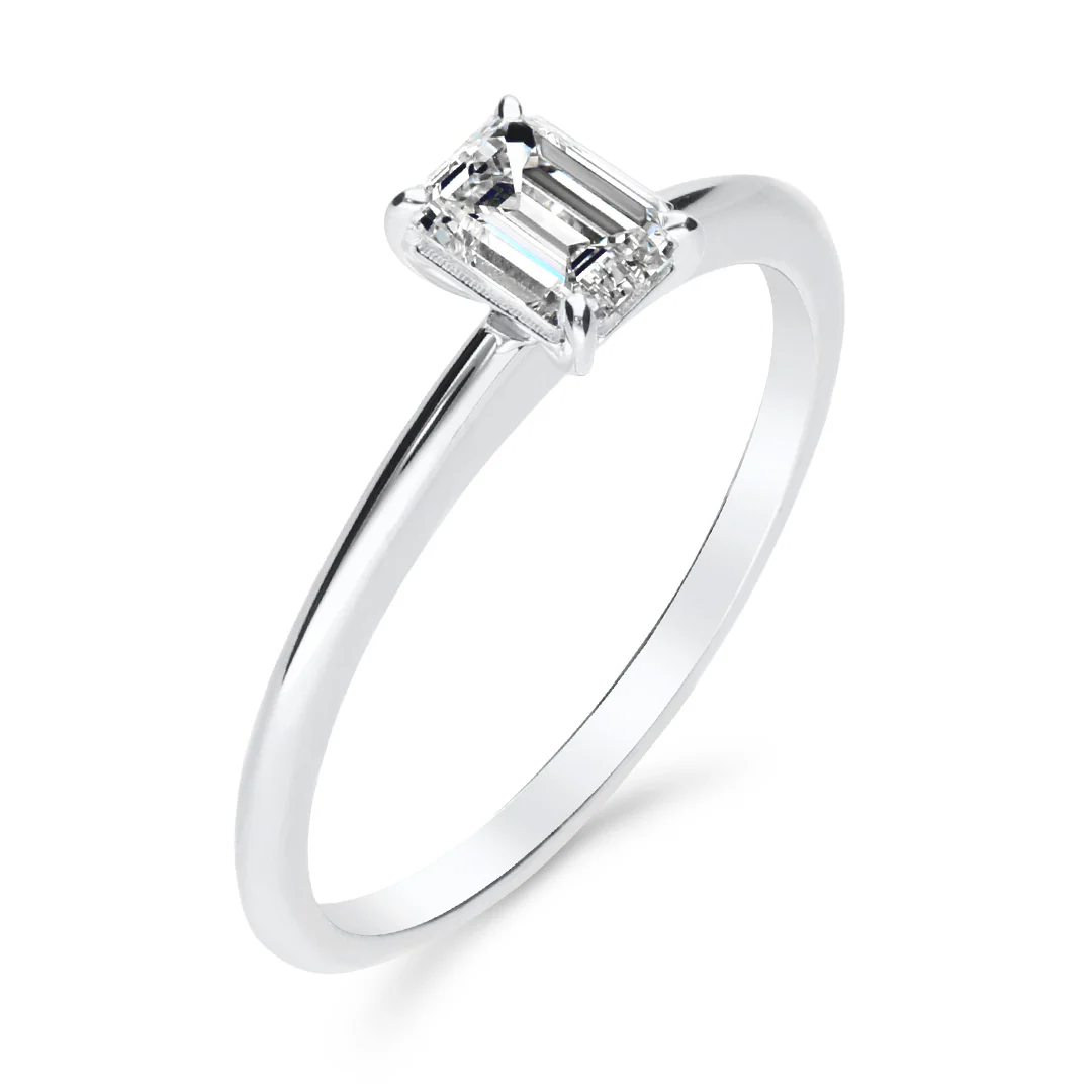 Silván Solitaire Emerald timanttisormus 0,50ct, valkokultaa, Silván vihkisormukset - Image 2