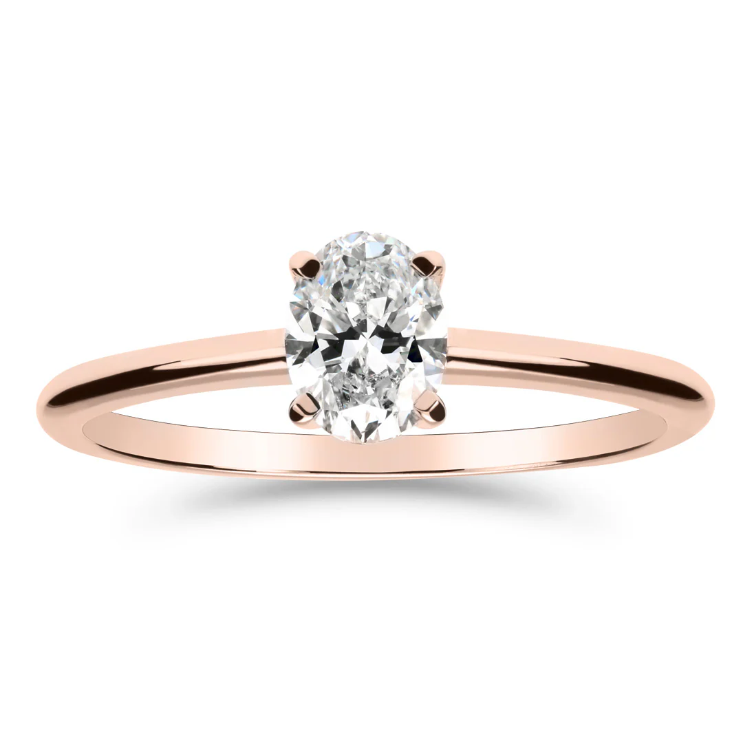 Silván Solitaire Ovaali timanttisormus 0,50ct, rosekultaa, Silván vihkisormukset
