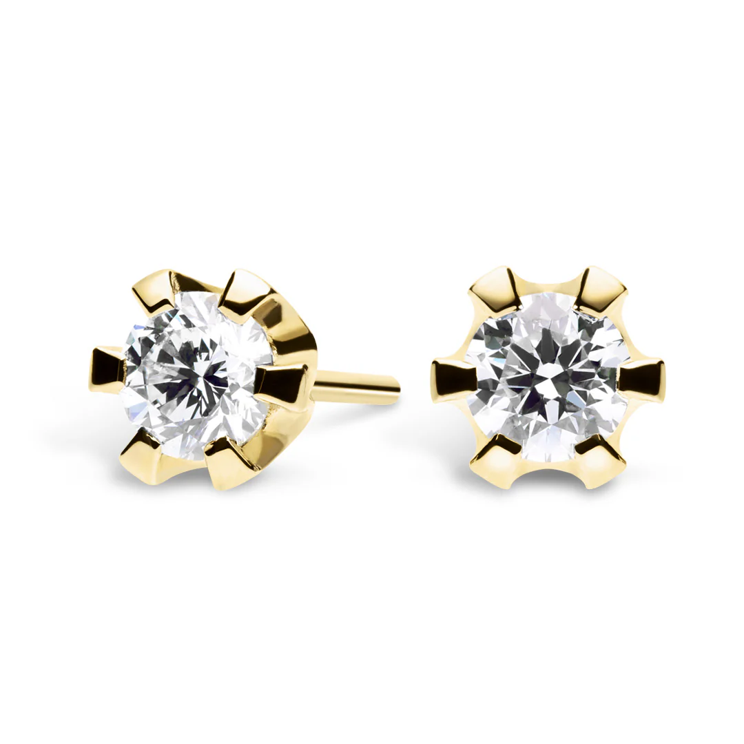 Silván Solitaire timanttikorvakorut 0,40ct, keltakultaa, Silván timanttikorut
