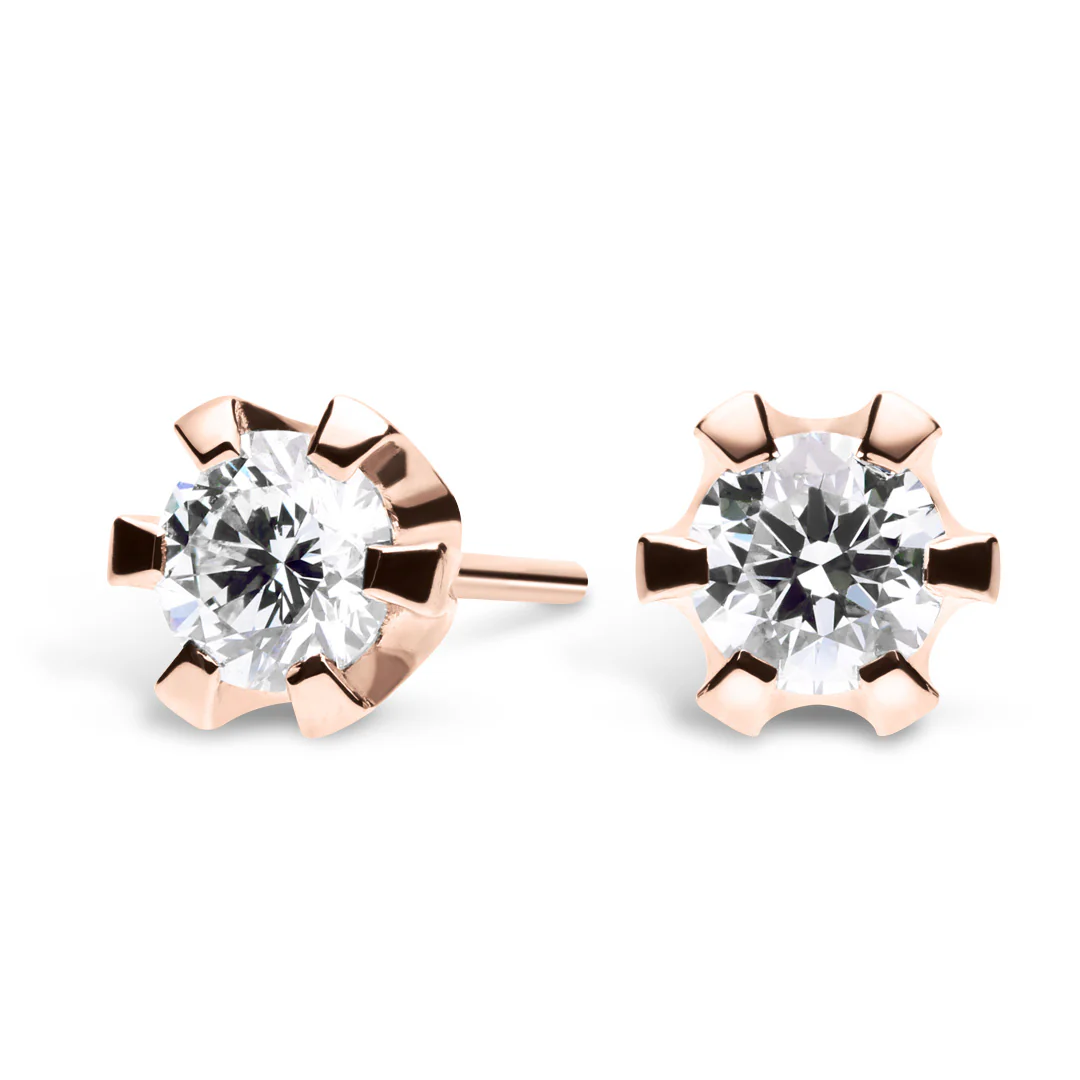 Silván Solitaire timanttikorvakorut 0,70ct, rosekultaa, Silván timanttikorut