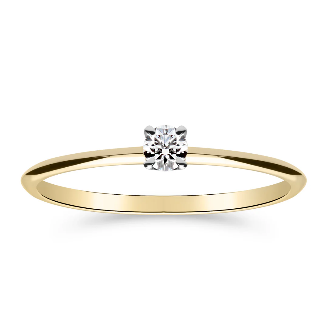 Silván Solitaire timanttisormus 0,10ct, valko- ja keltakultaa, Silván vihkisormukset