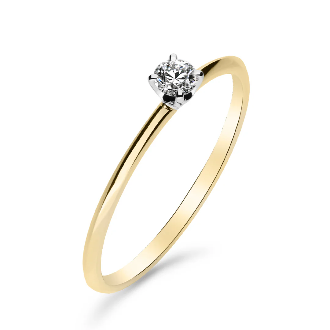 Silván Solitaire timanttisormus 0,10ct, valko- ja keltakultaa, Silván vihkisormukset - Image 3