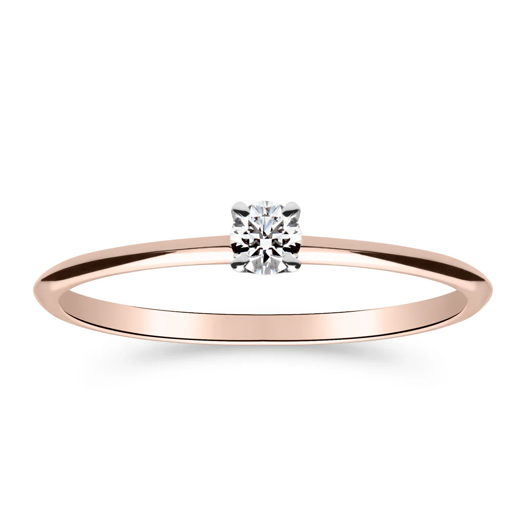 Silván Solitaire timanttisormus 0,10ct, valko- ja rosekultaa, Silván vihkisormukset