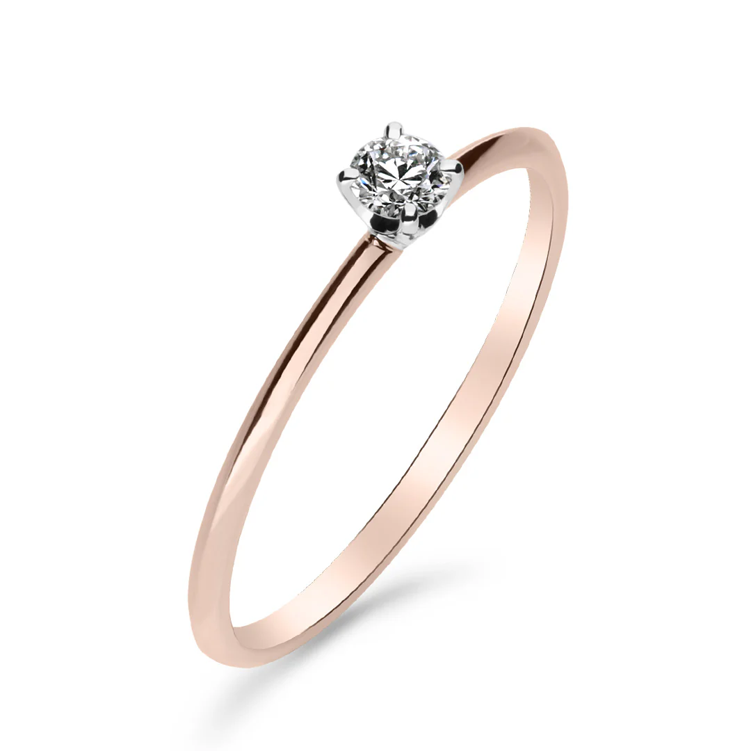 Silván Solitaire timanttisormus 0,10ct, valko- ja rosekultaa, Silván vihkisormukset - Image 3