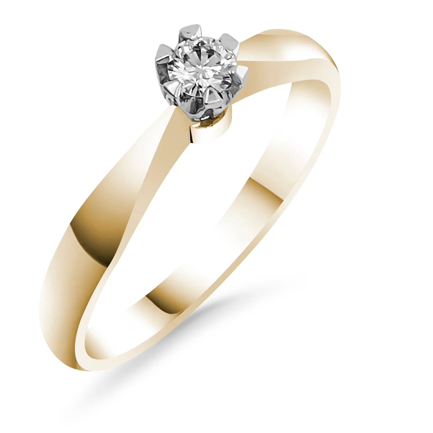 Silván Solitaire timanttisormus 0,10ct, keltakultaa, Silván vihkisormukset