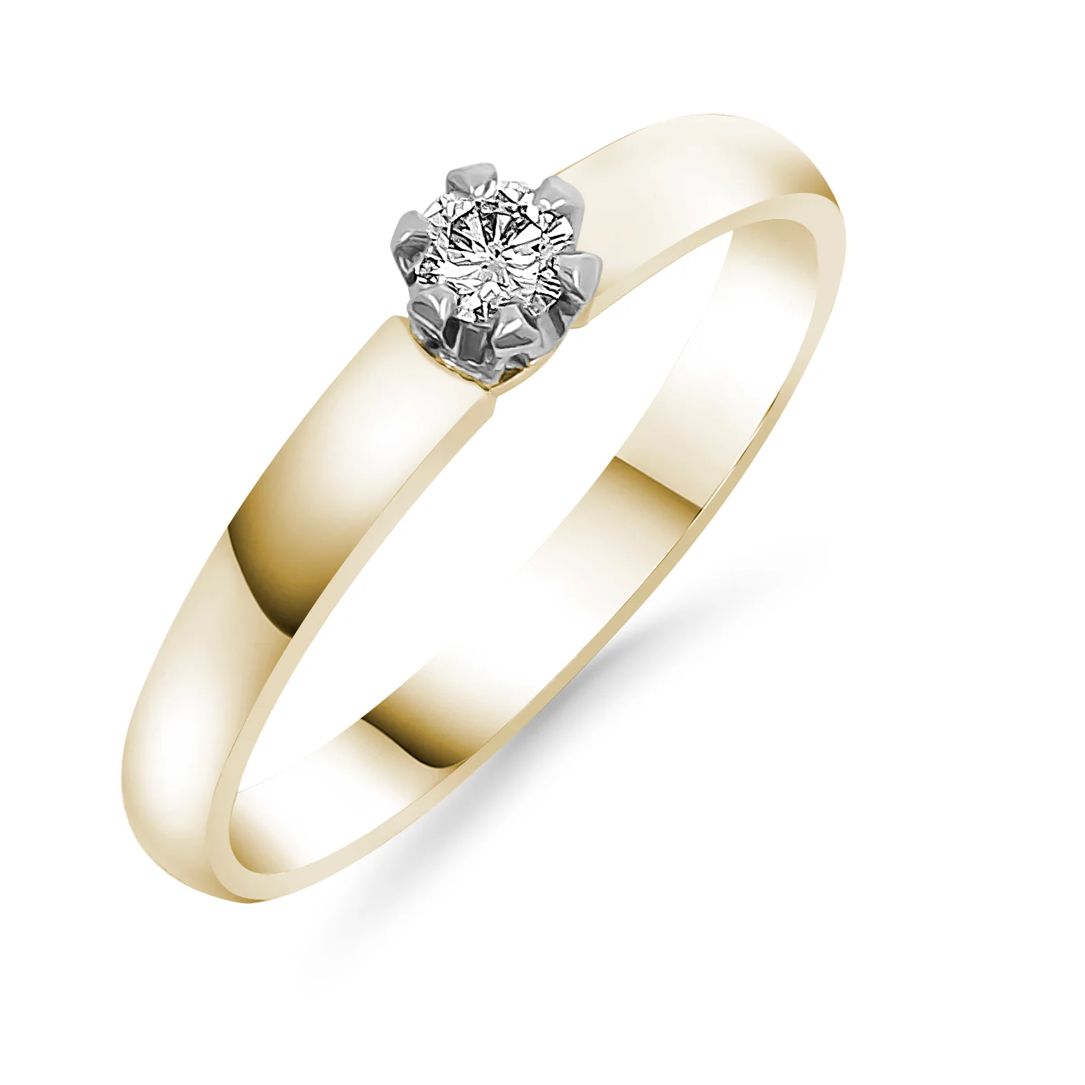 Silván Solitaire timanttisormus 0,10ct, keltakultaa, Silván vihkisormukset