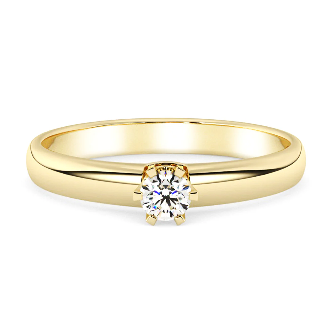 Silván Solitaire timanttisormus 0,10ct, keltakultaa, Silván vihkisormukset