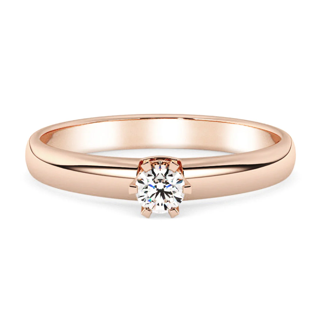 Silván Solitaire timanttisormus 0,10ct, rosekultaa, Silván vihkisormukset