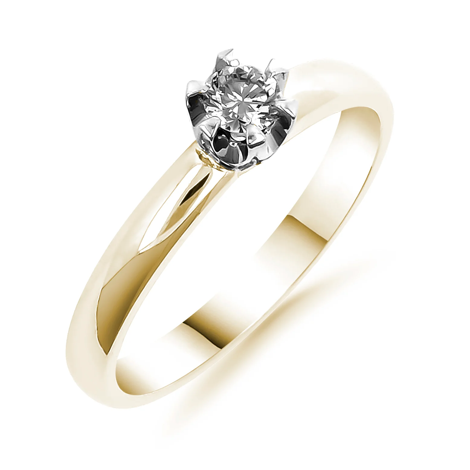 Silván Solitaire timanttisormus 0,15ct, keltakultaa, Silván vihkisormukset