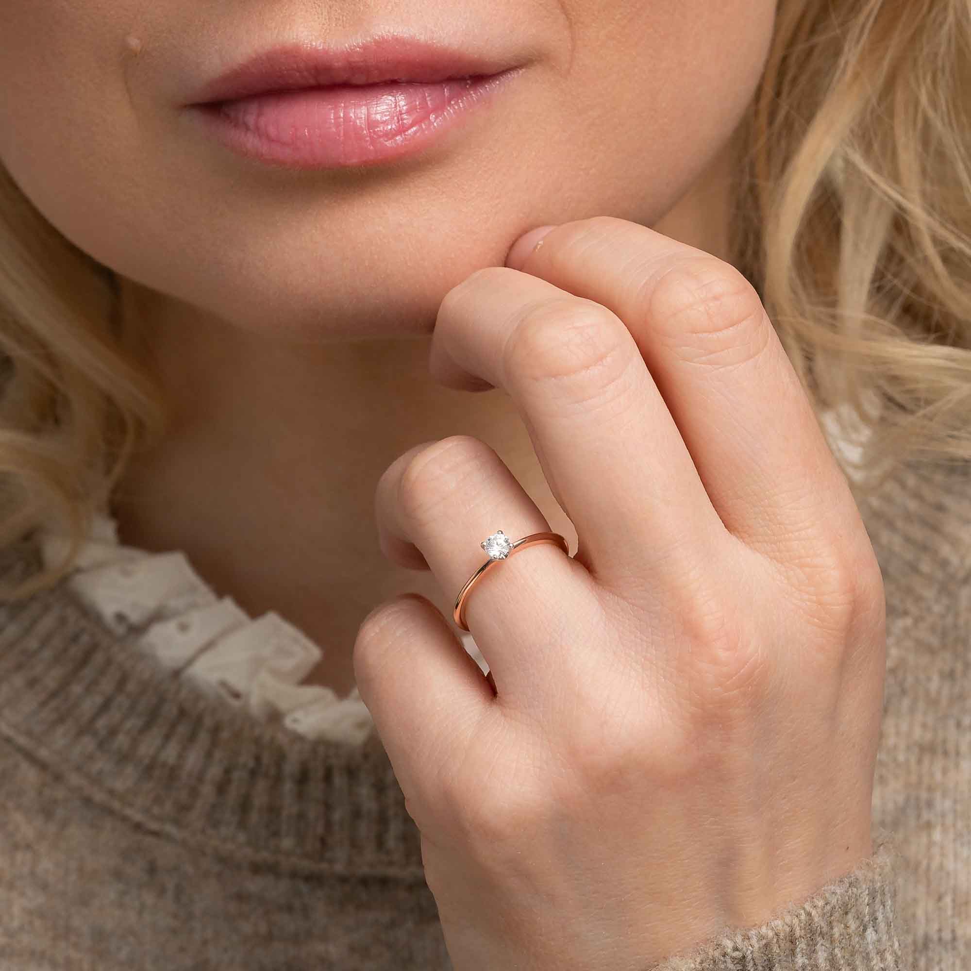Silván Solitaire timanttisormus 0,20ct, rosekultaa, Silván vihkisormukset - Image 2