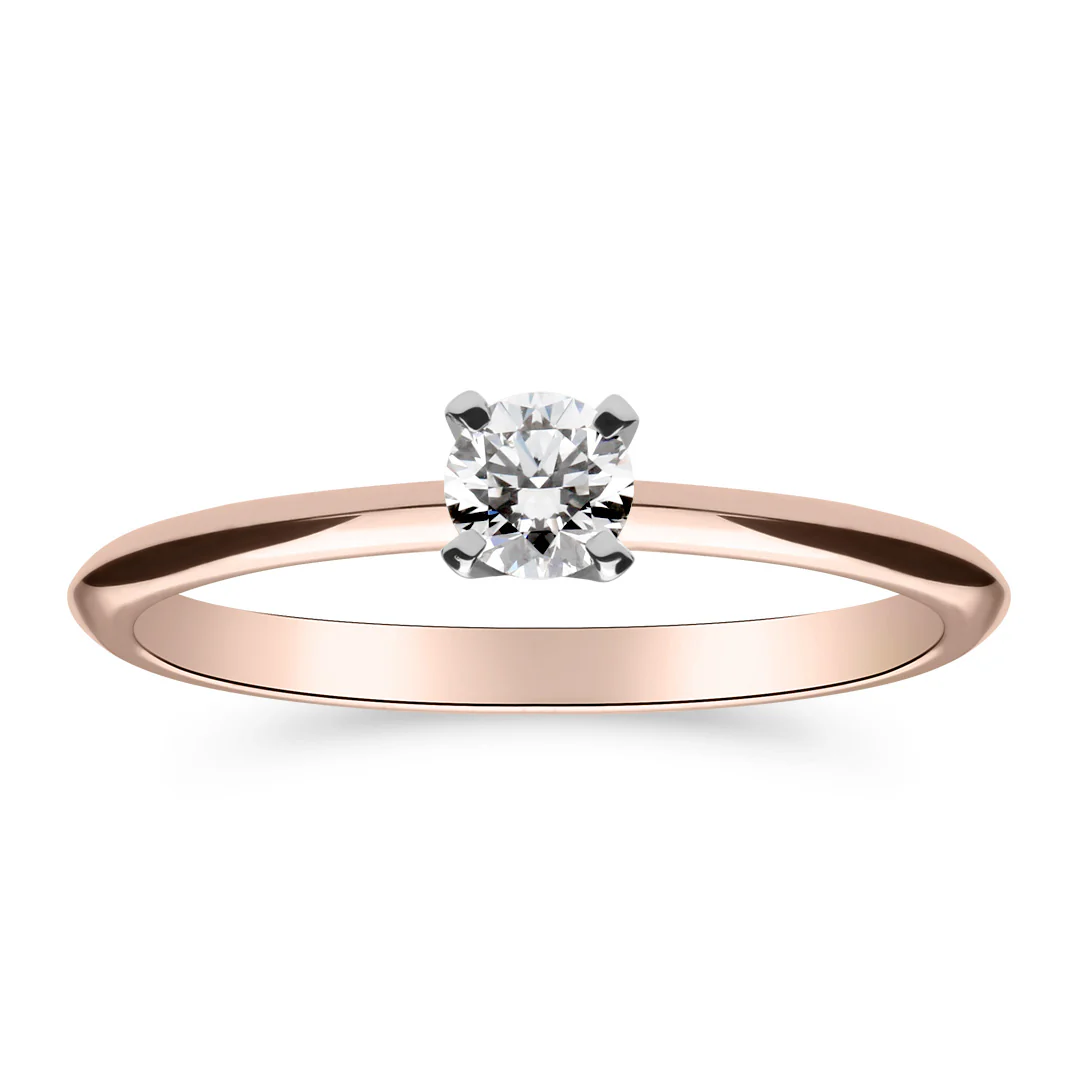 Silván Solitaire timanttisormus 0,20ct, valko- ja rosekultaa, Silván vihkisormukset