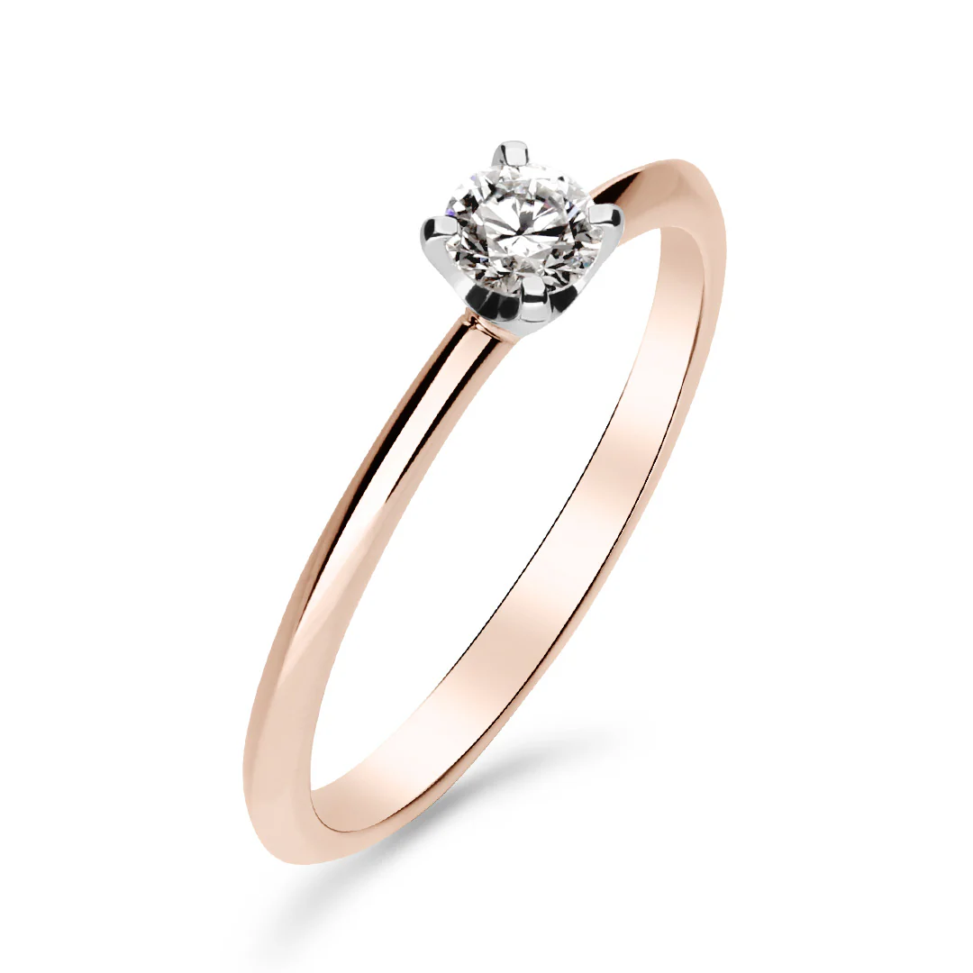 Silván Solitaire timanttisormus 0,20ct, valko- ja rosekultaa, Silván vihkisormukset - Image 3