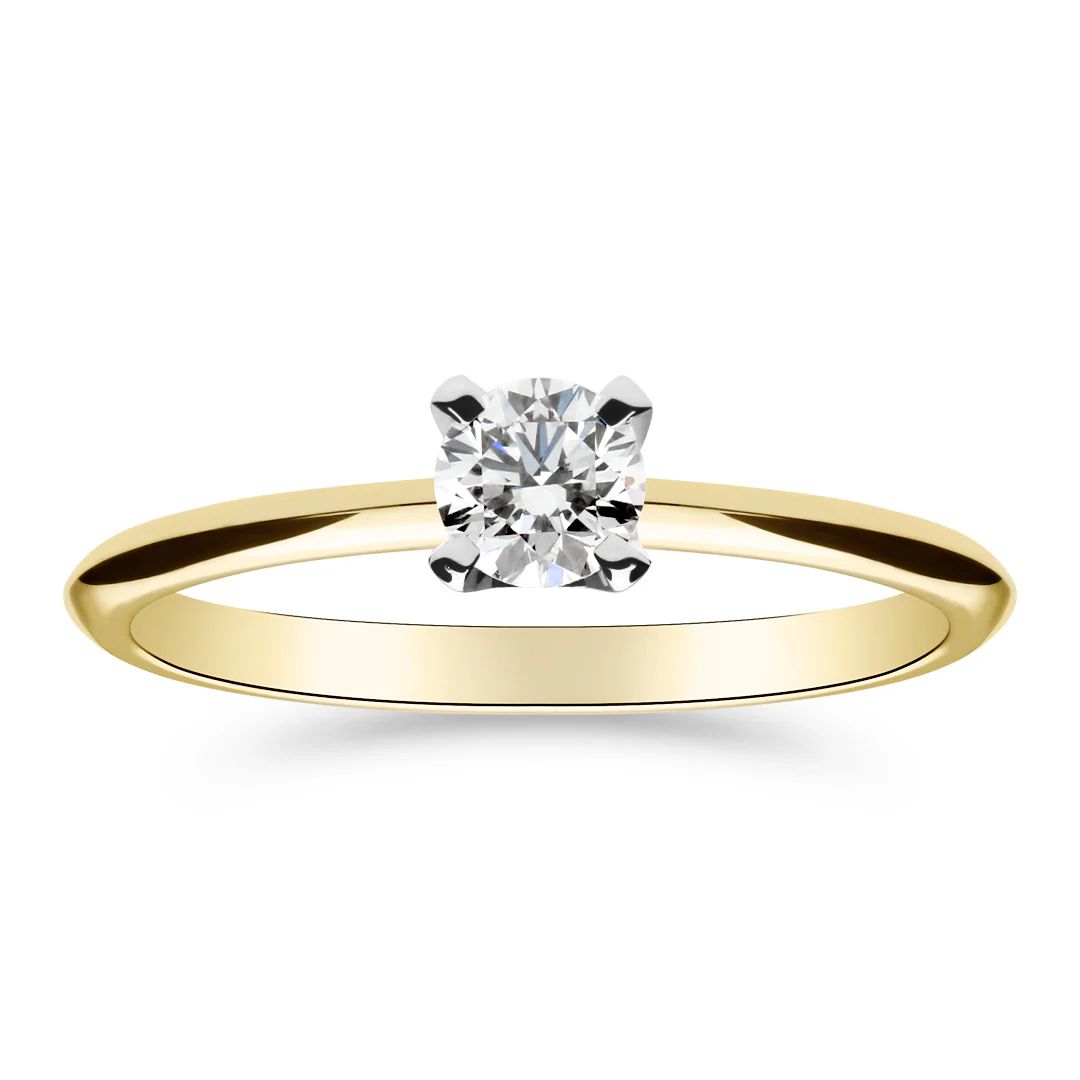 Silván Solitaire timanttisormus 0,30ct, valko- ja keltakultaa, Silván vihkisormukset