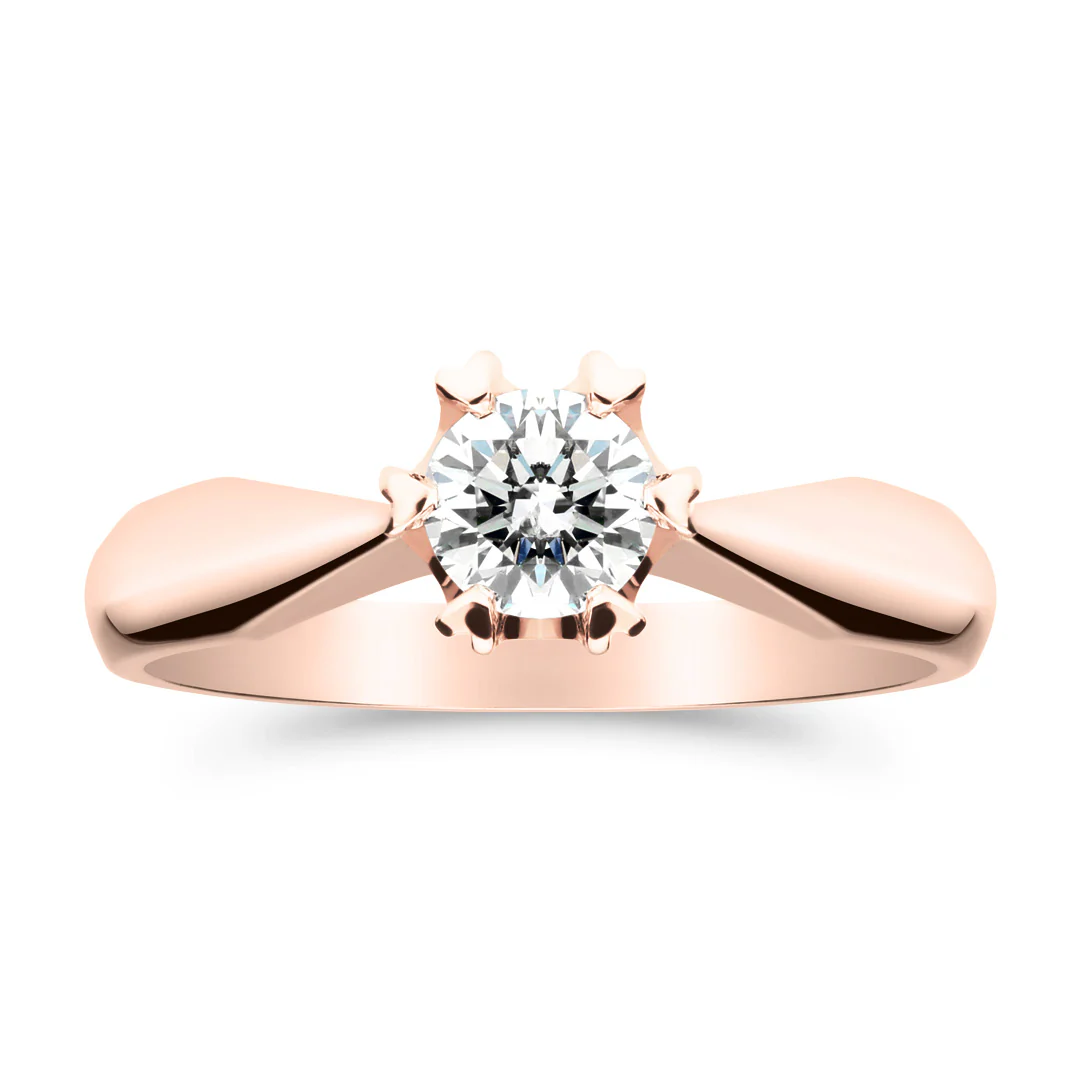 Silván Solitaire timanttisormus 0,40ct, rosekultaa, Silván vihkisormukset