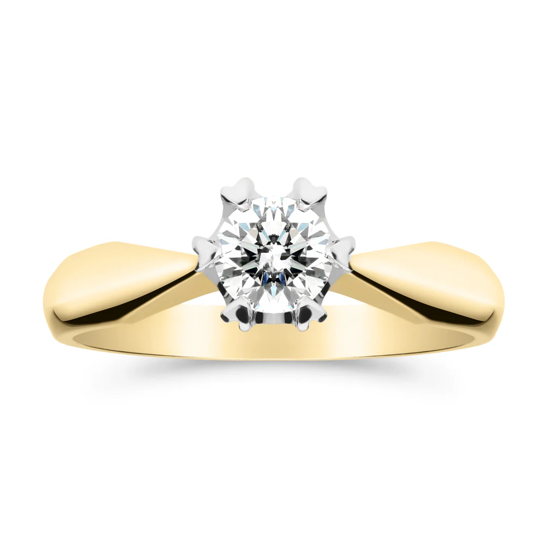 Silván Solitaire timanttisormus 0,40ct, valko- ja keltakultaa, Silván vihkisormukset