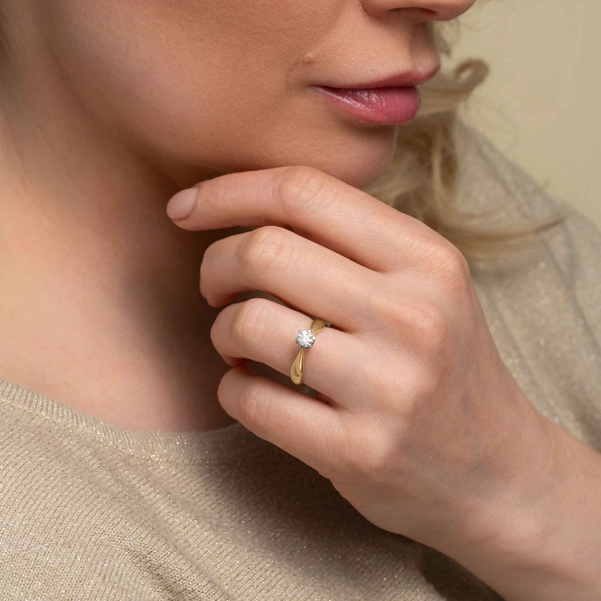 Silván Solitaire timanttisormus 0,40ct, valko- ja keltakultaa, Silván vihkisormukset - Image 2