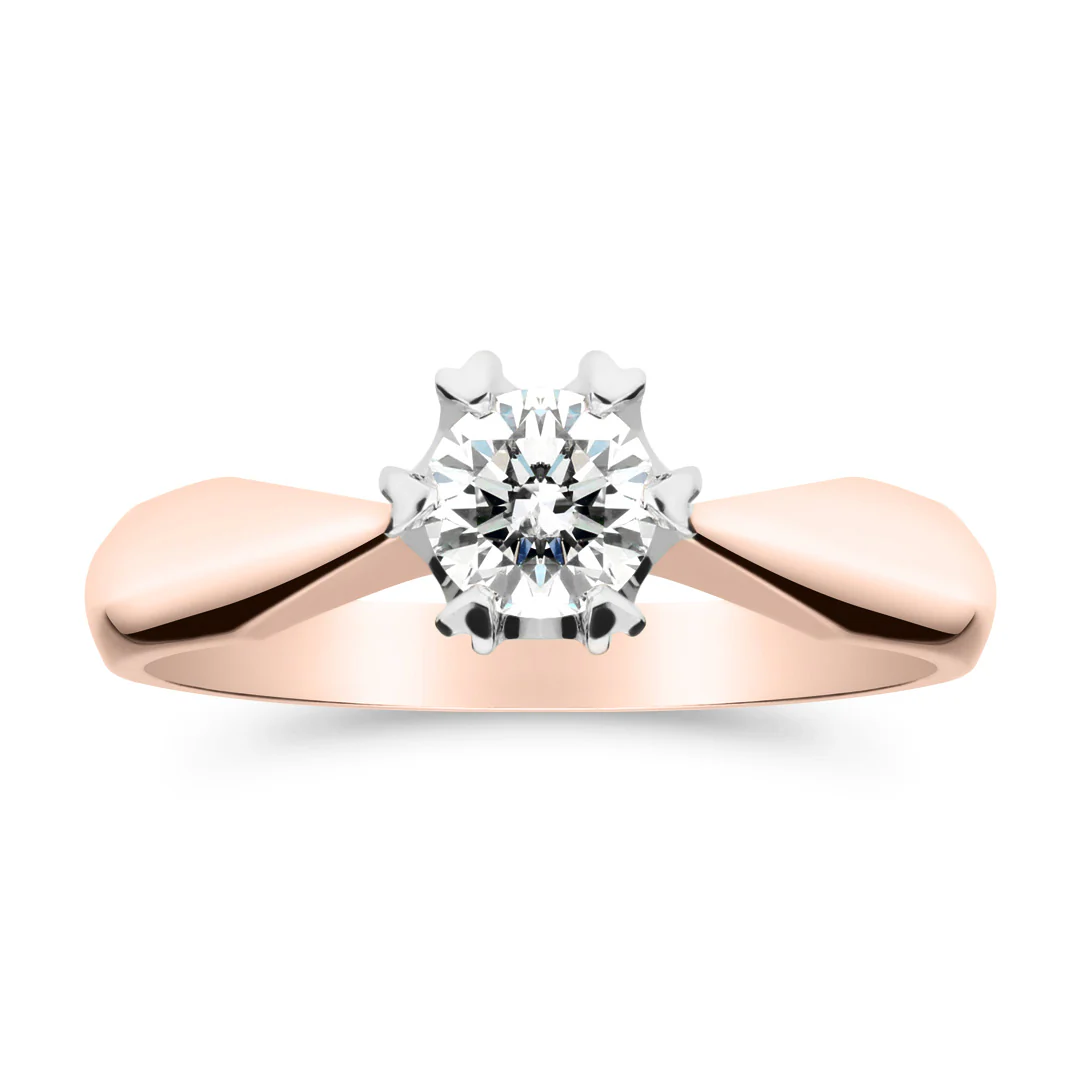 Silván Solitaire timanttisormus 0,40ct, valko- ja rosekultaa, Silván vihkisormukset