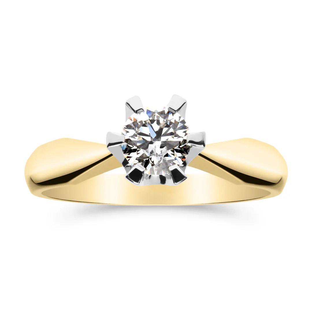Silván Solitaire timanttisormus 0,50ct, valko- ja keltakultaa, Silván vihkisormukset