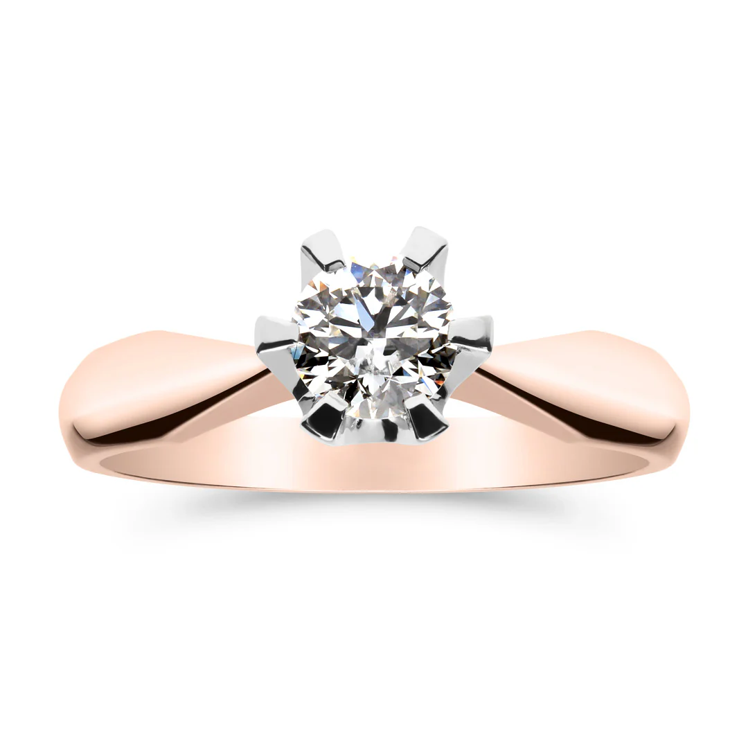 Silván Solitaire timanttisormus 0,50ct, valko- ja rosekultaa, Silván vihkisormukset