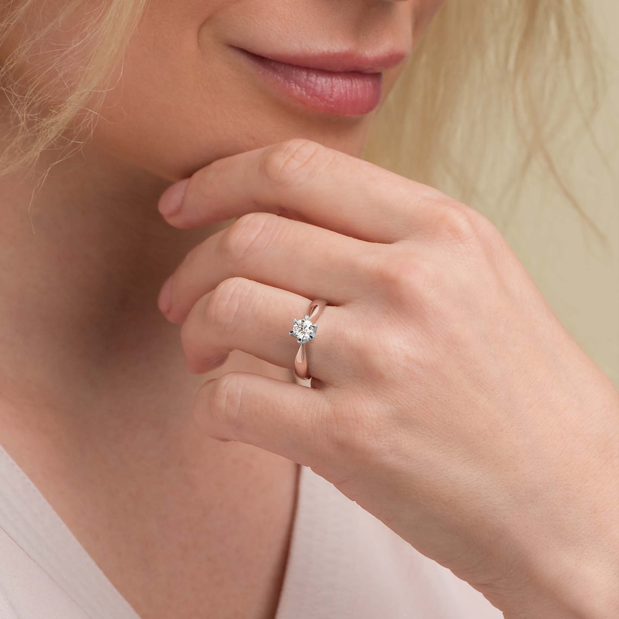 Silván Solitaire timanttisormus 0,50ct, valko- ja rosekultaa, Silván vihkisormukset - Image 3