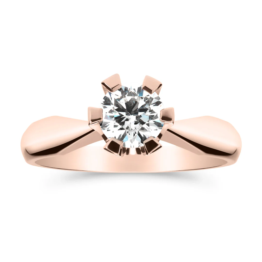Silván Solitaire timanttisormus 0,70ct, rosekultaa, Silván vihkisormukset