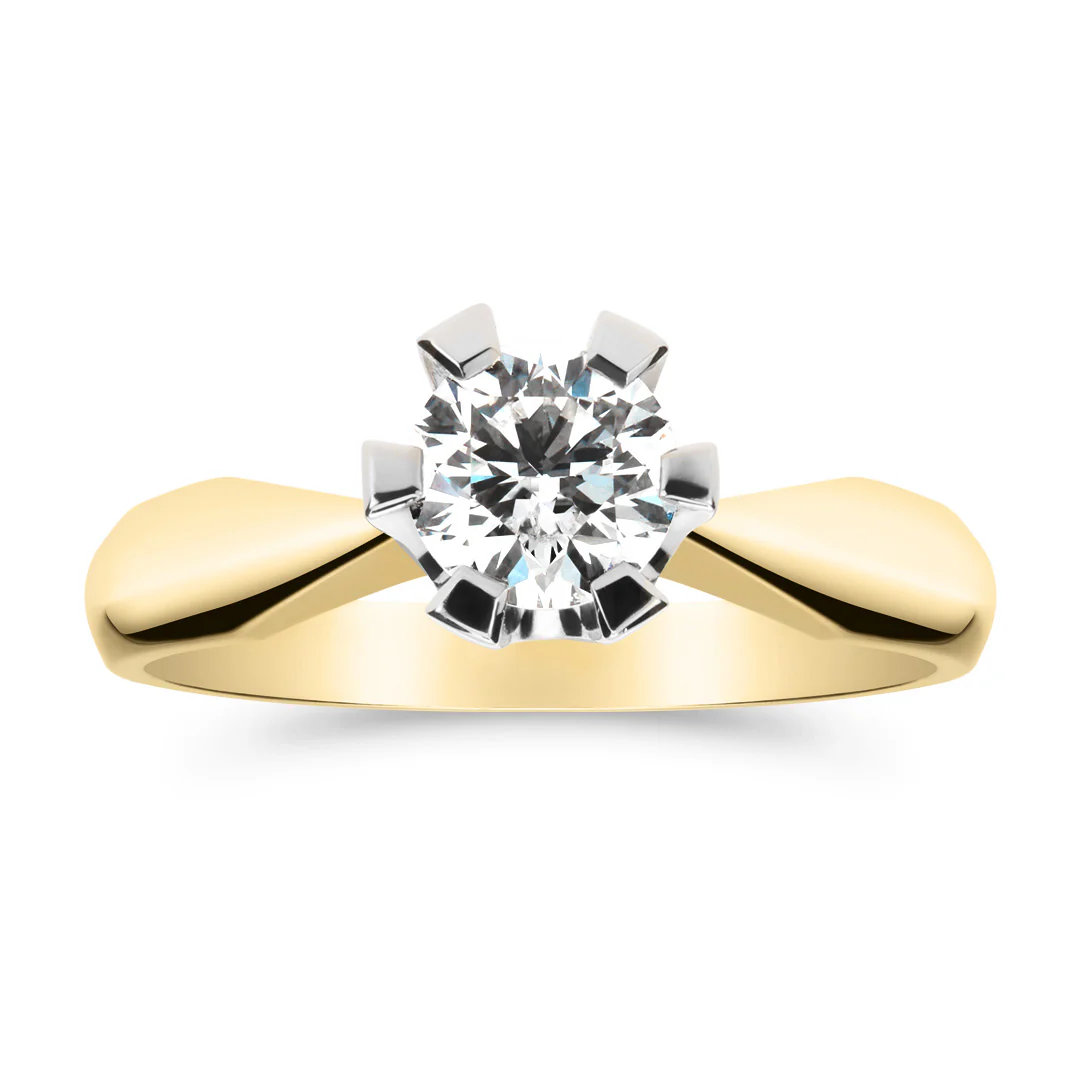 Silván Solitaire timanttisormus 0,70ct, valko- ja keltakultaa, Silván vihkisormukset