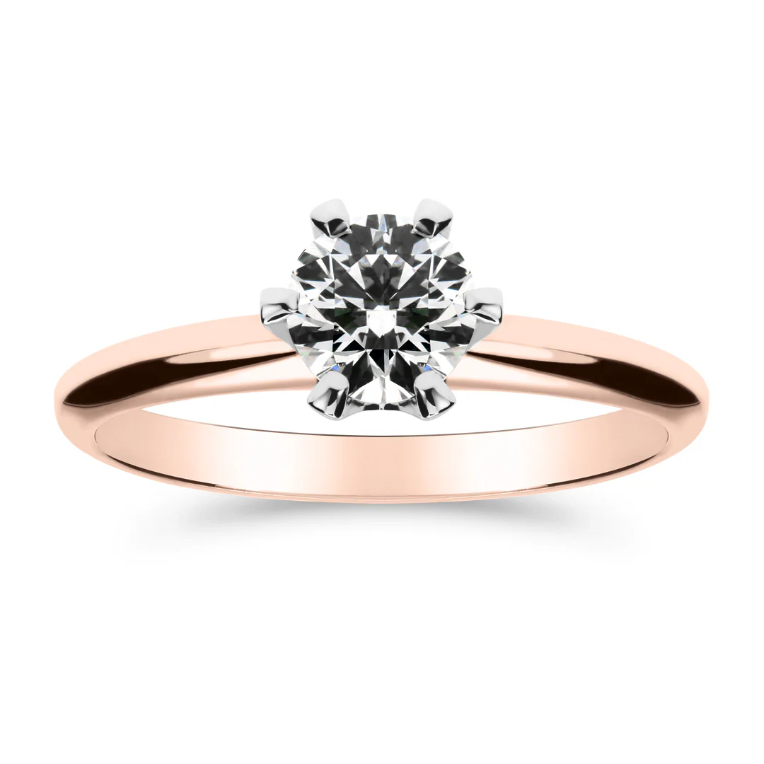 Silván Solitaire timanttisormus 0,70ct, valko- ja rosekultaa, Silván vihkisormukset