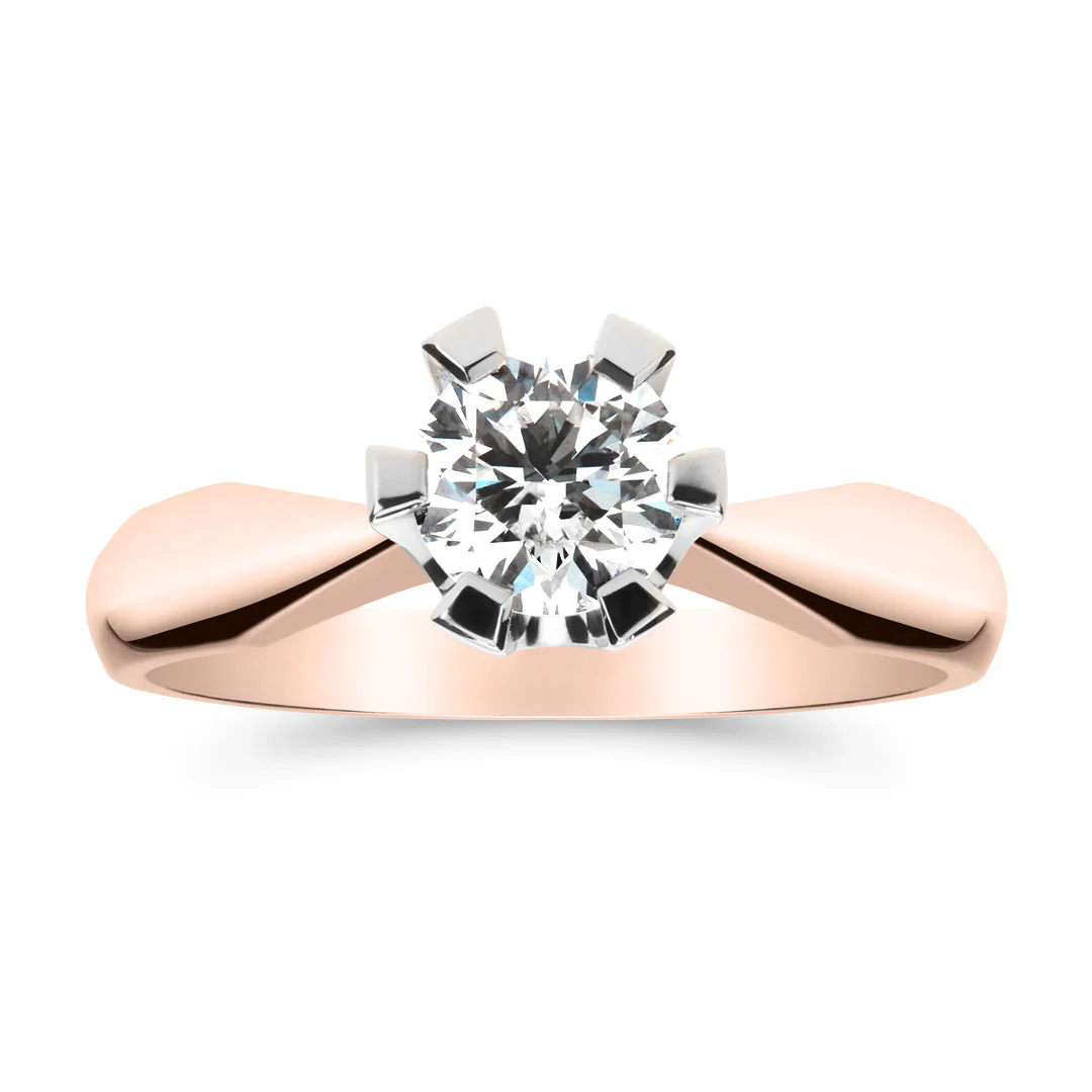 Silván Solitaire timanttisormus 0,70ct, valko- ja rosekultaa, Silván vihkisormukset