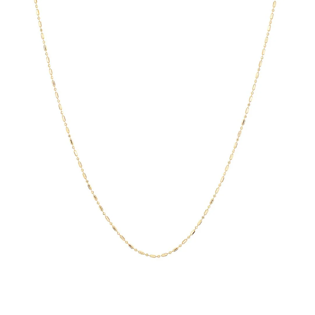 Stelle kaulakoru, hiottu oliivi-palloketju, keltakullattua hopeaa