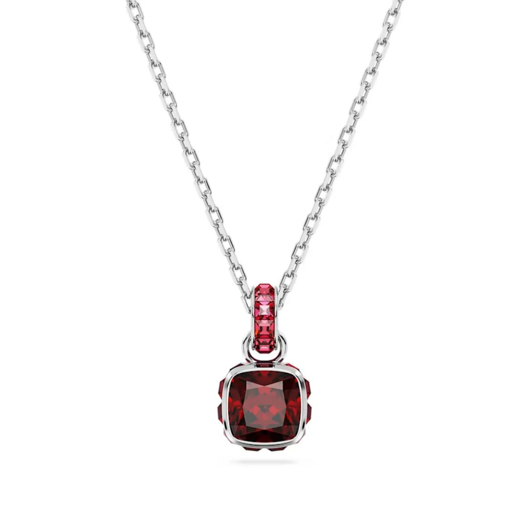 Swarovski Birthstone January riipus, vaalea metalli ja punaiset kristallit 5651709