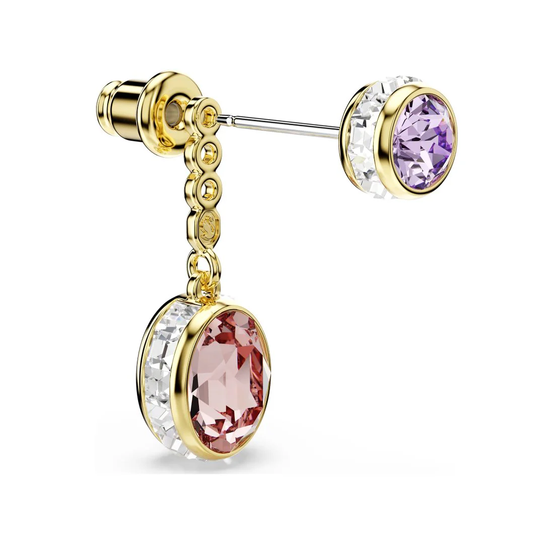Swarovski Chroma korvakorut, keltakullattu, vaaleanpunaiset ja violetit kristallit, 5738478 - Image 3
