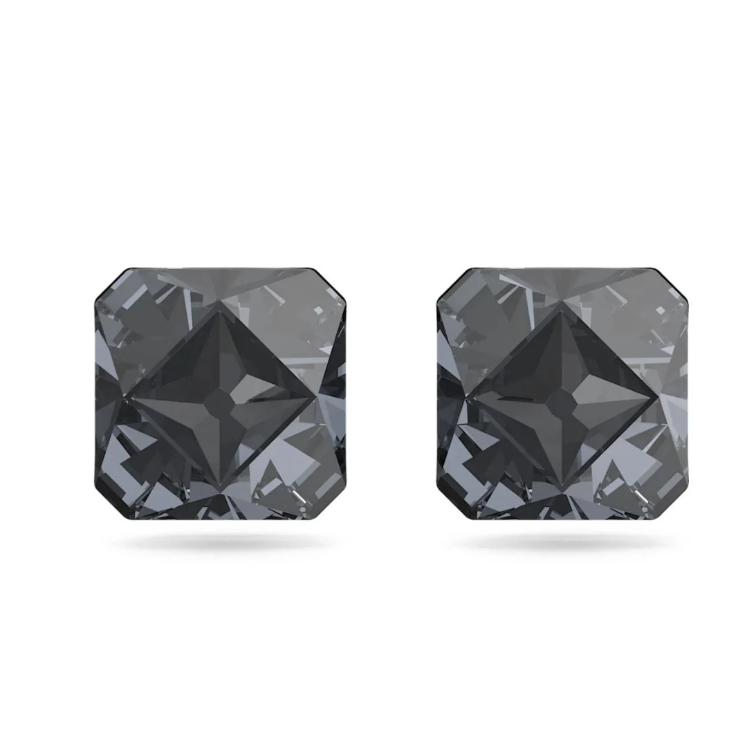 Swarovski Chroma nappikorvakorut tummanharmailla kristalleilla