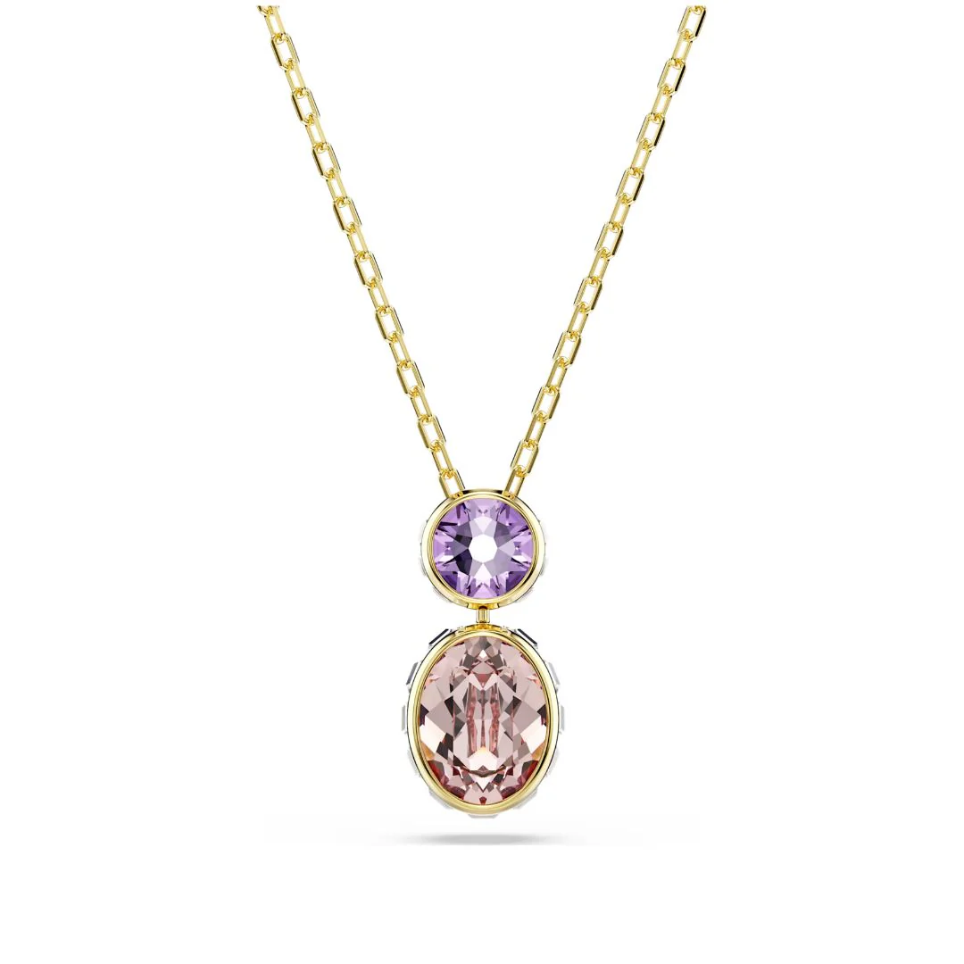 Swarovski Chroma riipus, keltakullattu ja eriväriset kristallit, 5741586