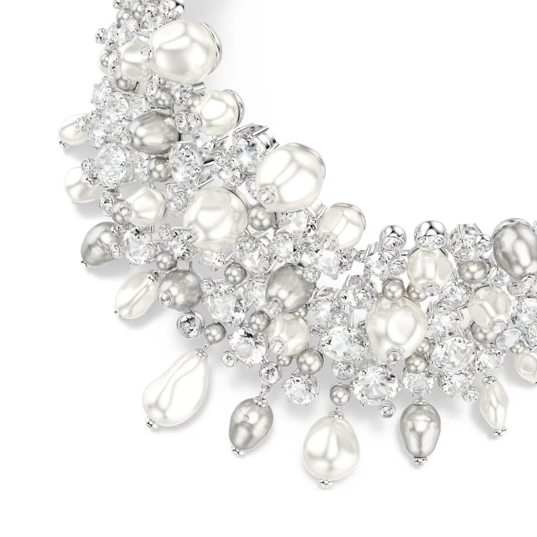 Swarovski Constella choker kaulakoru, vaalea metalli, kirkkaat kristallit ja valkoiset helmet 5722471 - Image 3