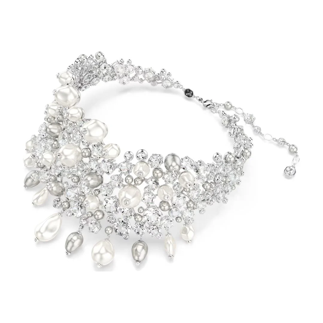 Swarovski Constella choker kaulakoru, vaalea metalli, kirkkaat kristallit ja valkoiset helmet 5722471 - Image 4