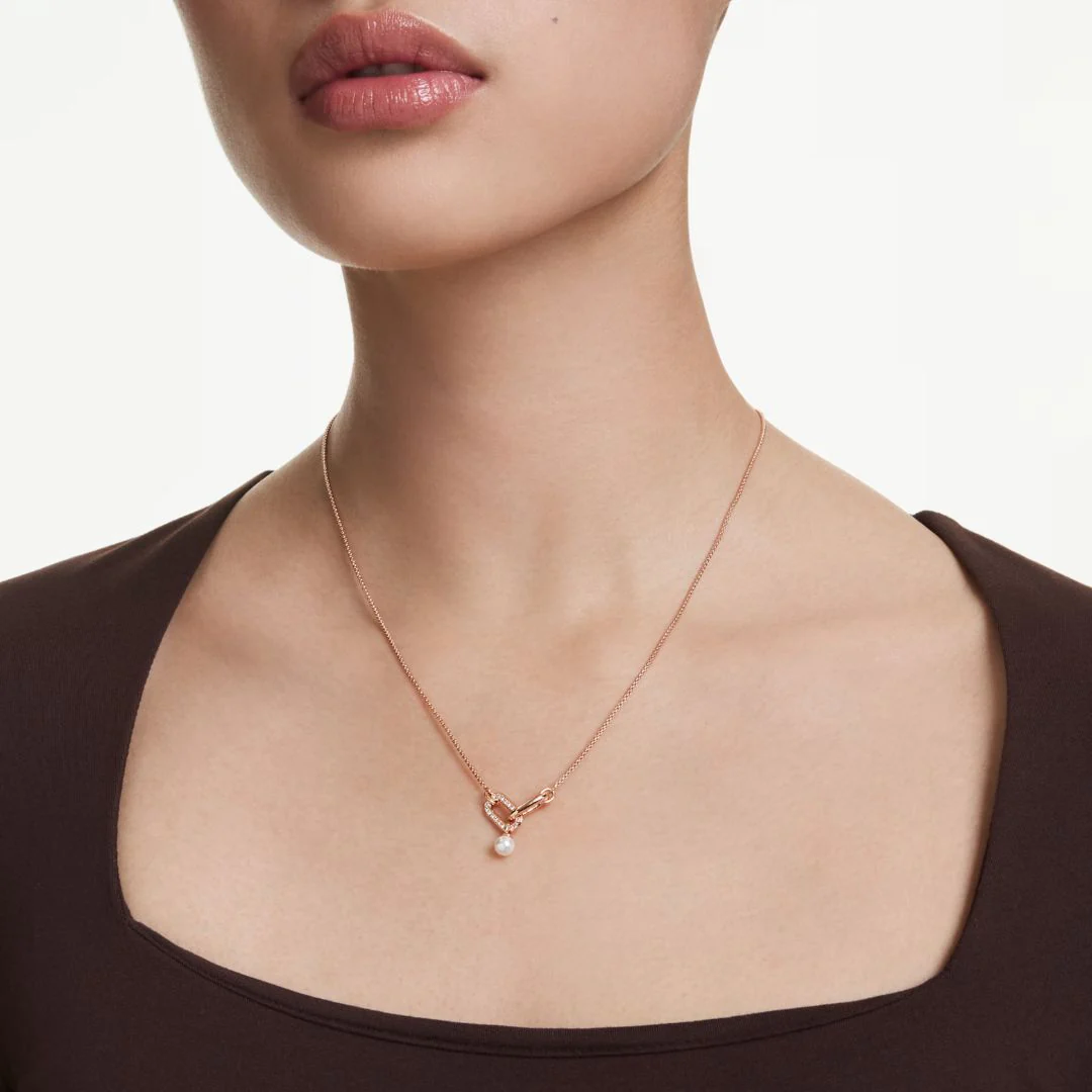 Swarovski Constella riipus, ruusukullanväri, kirkkaat kristallit ja valkoinen helmi, 5728589 - Image 2