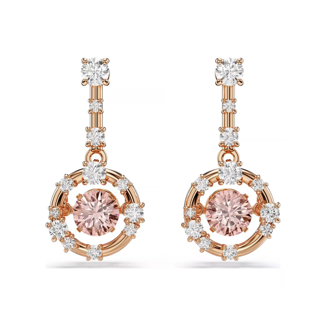 Swarovski Constella korvakorut, rosekullattu, kirkkaat ja vaaleanpunaiset zirkonit, 5744239 - Image 3