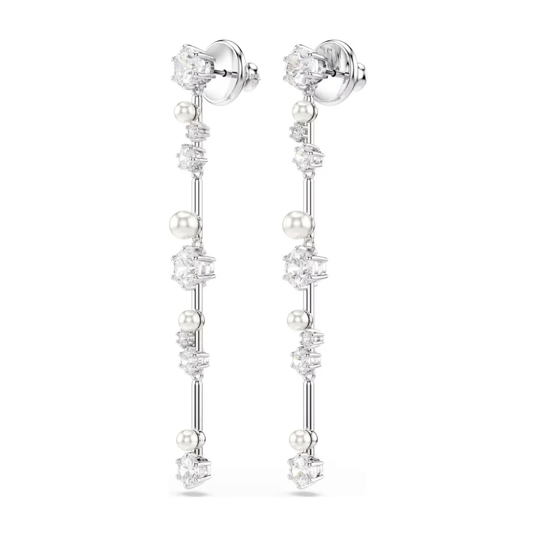 Swarovski Constella korvakorut, vaalea metalli, kirkkaat kristallit ja valkoiset helmet, 5705614 - Image 2