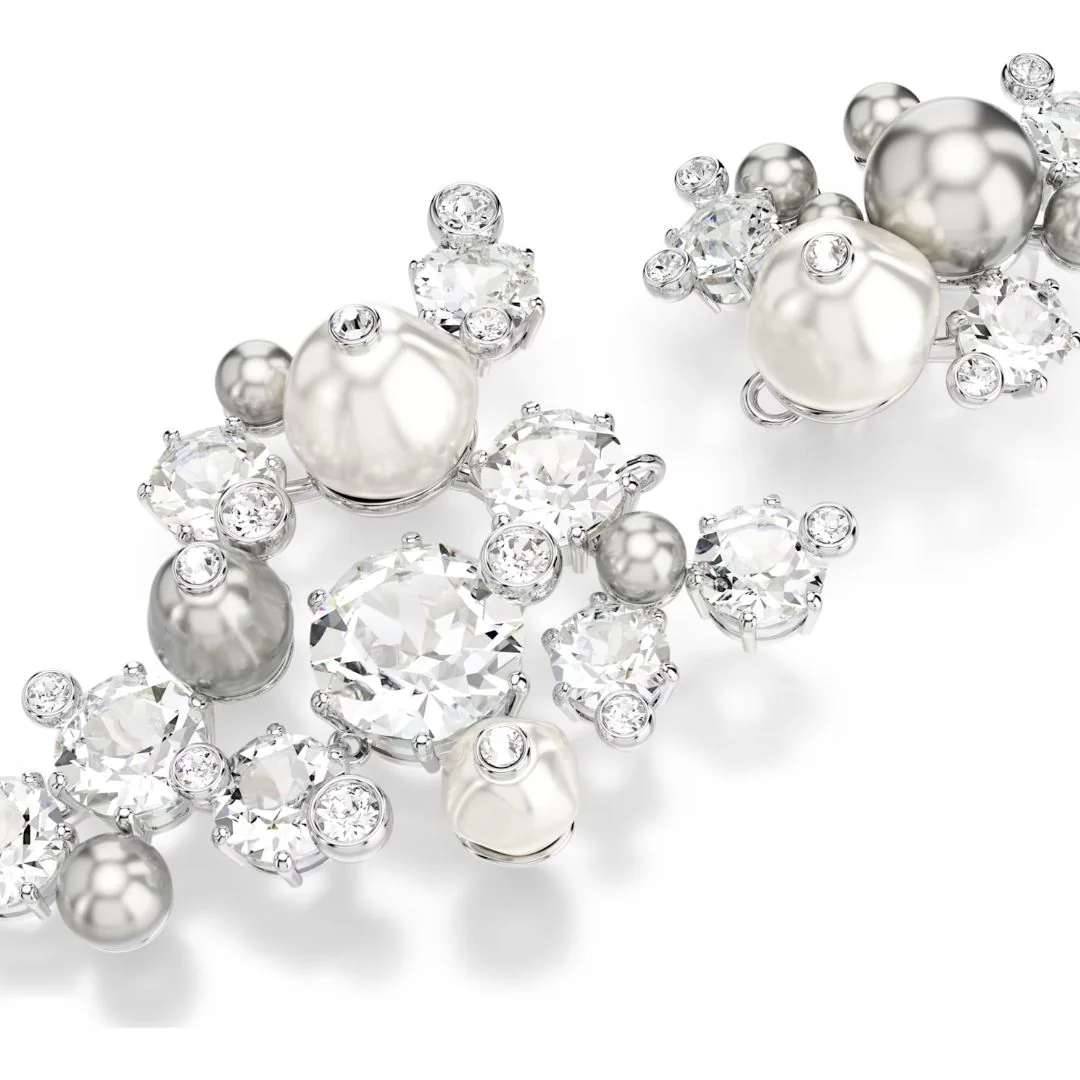 Swarovski Constella korvakorut, vaalea metalli, kirkkaat kristallit ja valkoiset helmet, 5722498 - Image 7
