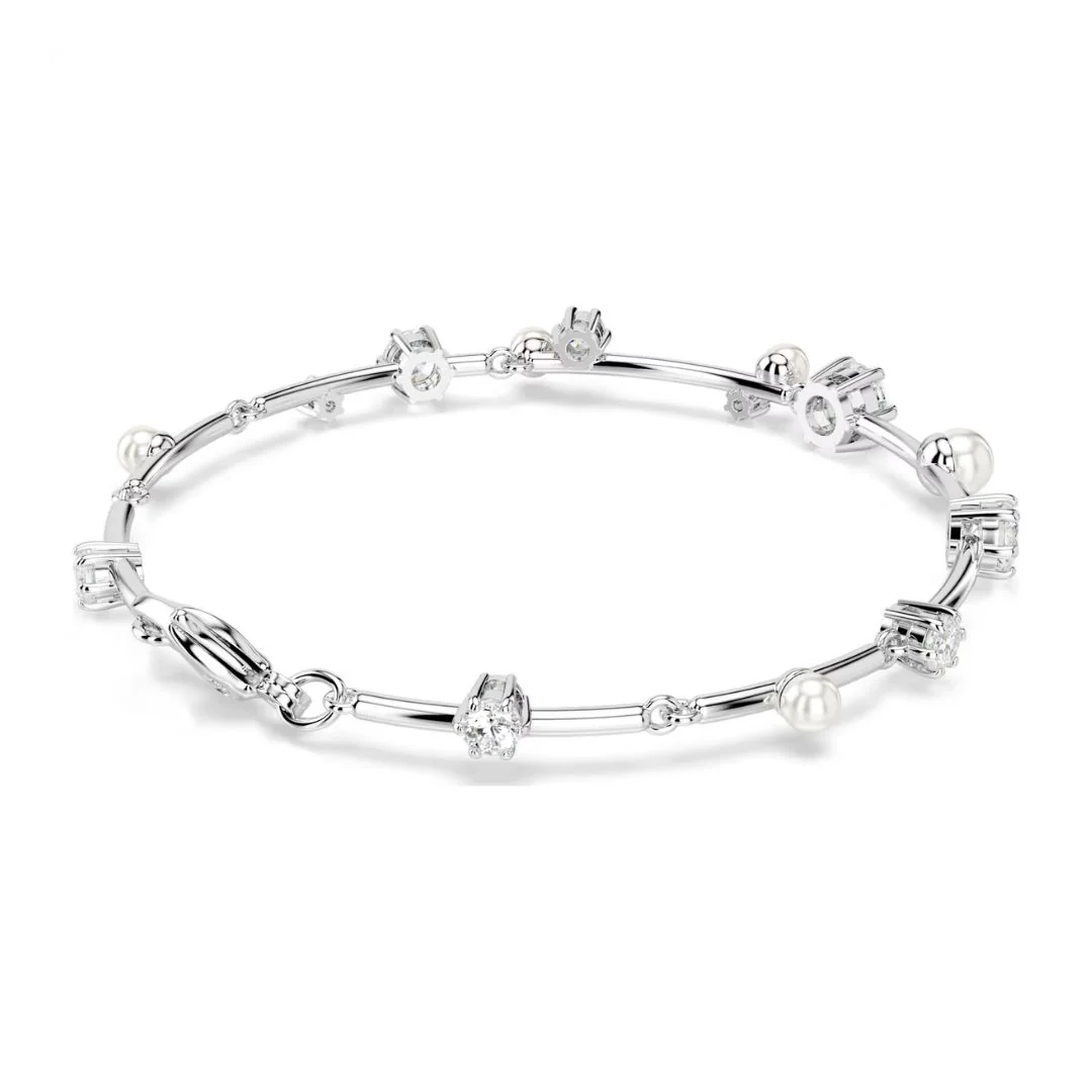 Swarovski Constella rannekoru, vaalea metalli, kirkkaat kristallit ja valkoiset helmet, 5707511