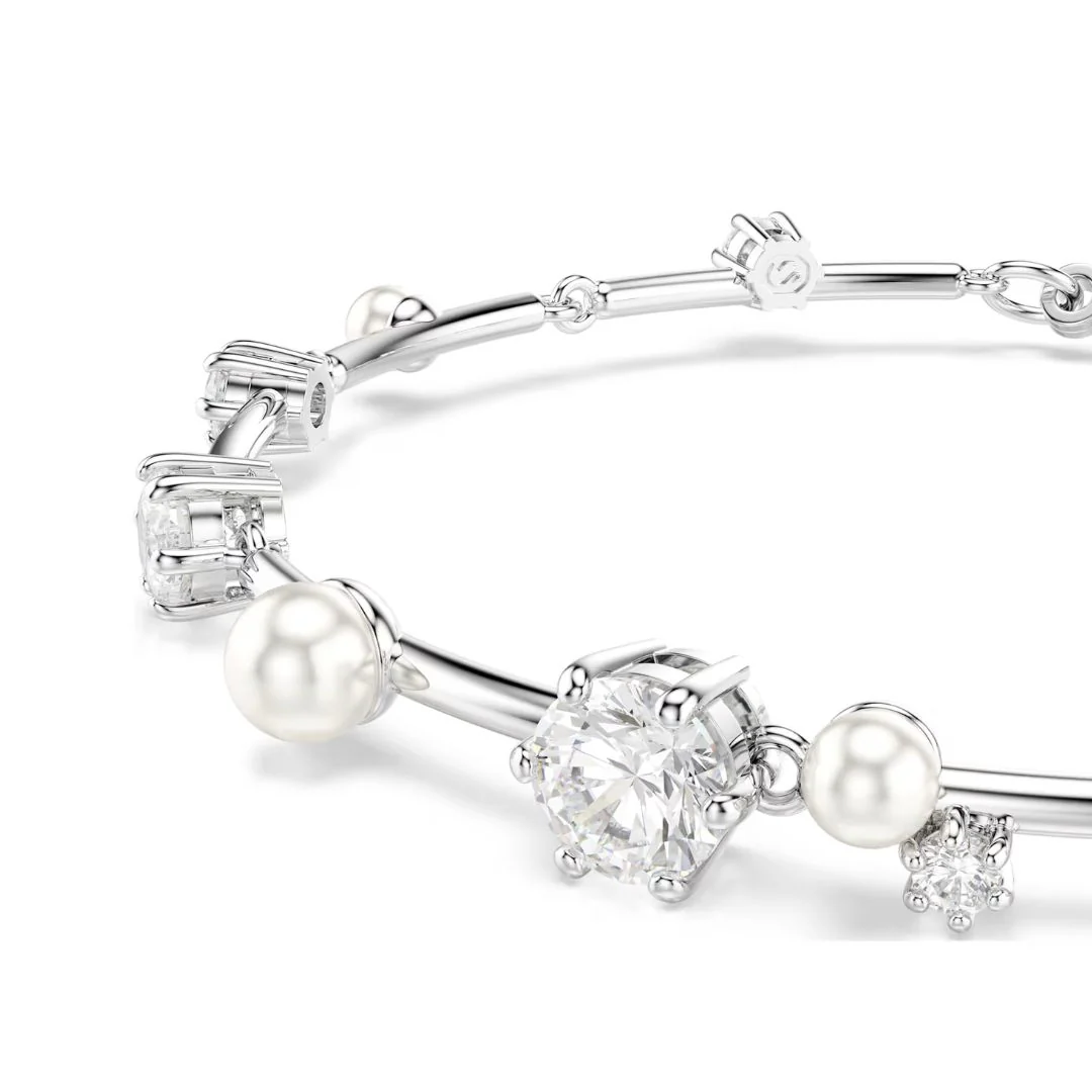 Swarovski Constella rannekoru, vaalea metalli, kirkkaat kristallit ja valkoiset helmet, 5707511 - Image 3