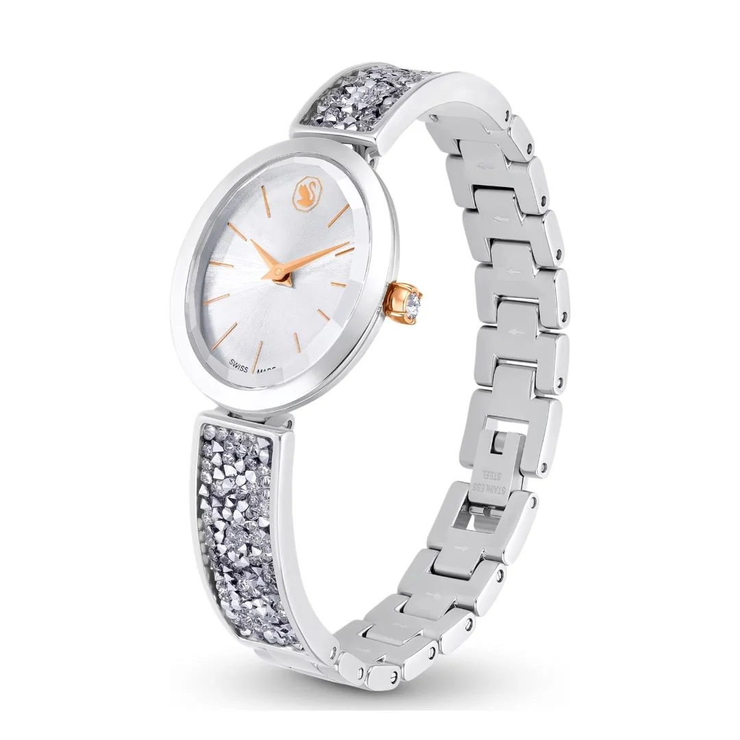 Swarovski Crystal Rock oval rannekello, hopeanväri ja kirkkaat kristallit, 5656878 - Image 3
