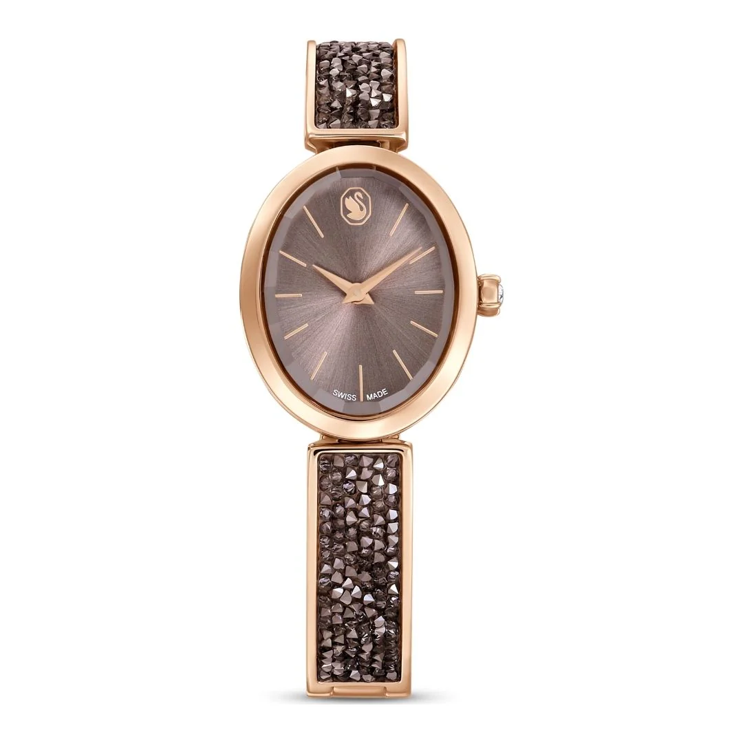 Swarovski Crystal Rock oval rannekello, ruusukullanväri ja harmaat kristallit, 5656857