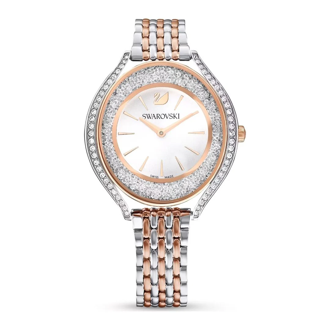 Swarovski Crystalline aura rannekello, ruusukullanväri, hopeanväri ja kirkkaat kristallit, 5644075
